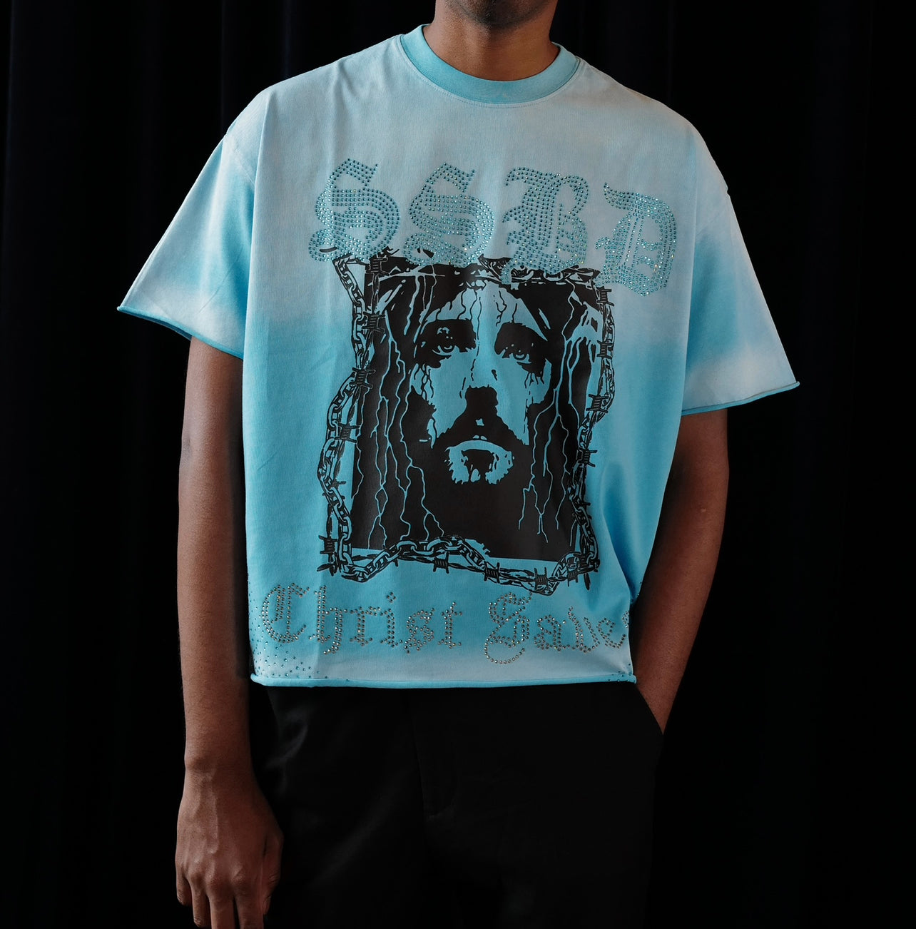 Blue Christ Saves Tee