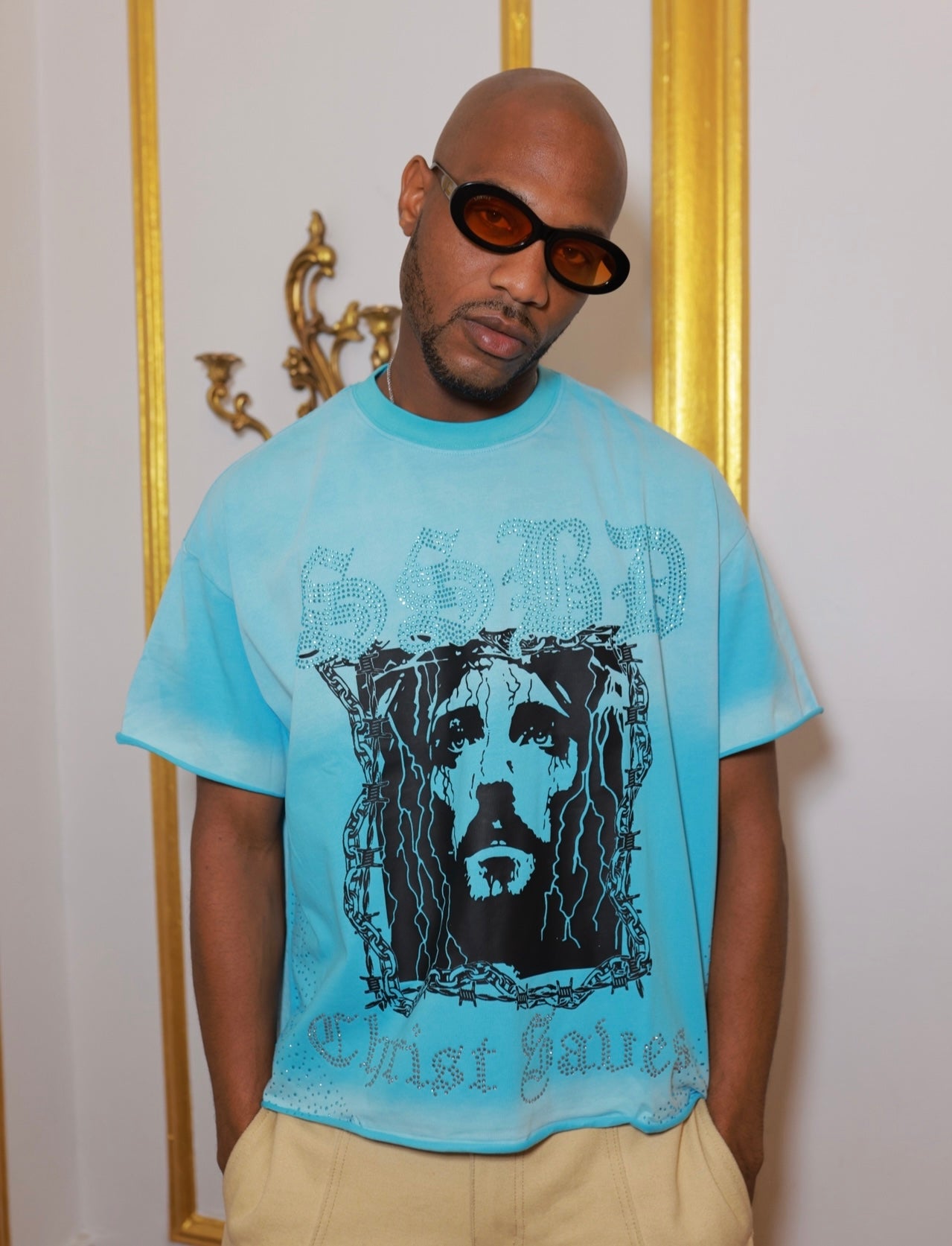 Blue Christ Saves Tee